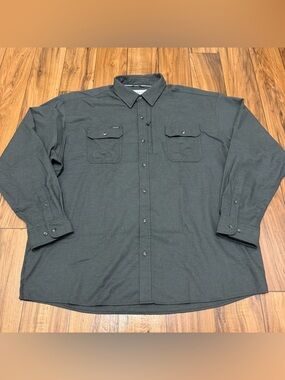 Poncho Button Shirt Mens 2XL Regular Fit Dark Gray Magnetic Pockets Long Sleeve